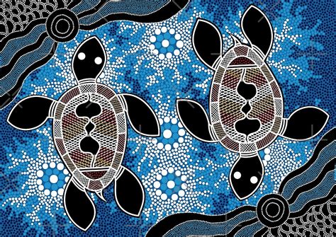 Authentic Aboriginal Art Sea Turtles By Hogartharts Redbubble