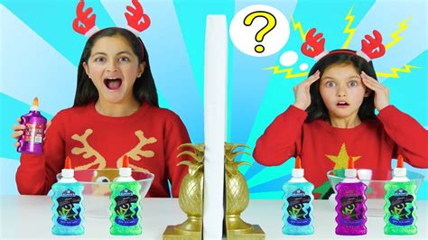 Twin Telepathy Slime Challenge 3 Color Slime Sis Vs Sis Youtube