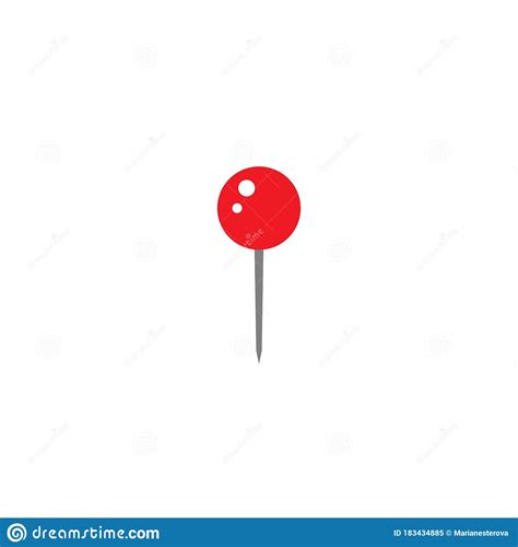Red Push Pin Icon Isolated On White Office Stationary Needle Stock