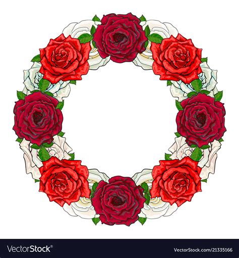 Hand Drawn Rose Circle Frame Royalty Free Vector Image