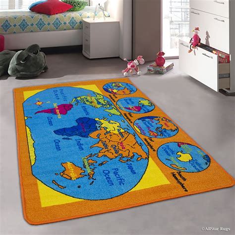 Allstar Kids Baby Room Area Rug World Map Usa Map Ocean