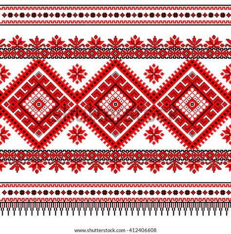 Printable pdf format and editable hft format charts. Red Black Ukrainian Cross Stitch Embroidery Stock Vector ...