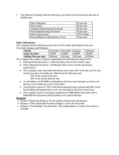 Chapter 6 Written Problem Questions - The Johnston Company had the