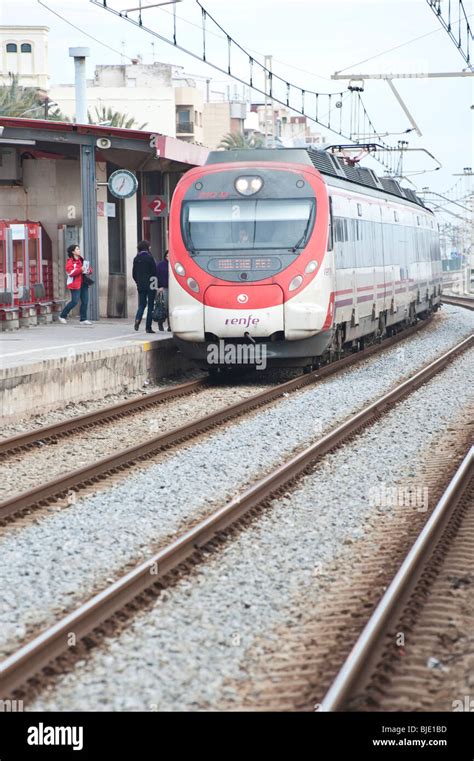 Renfe Trains Circulating In The Area Of Barcelona Spain Stock Photo