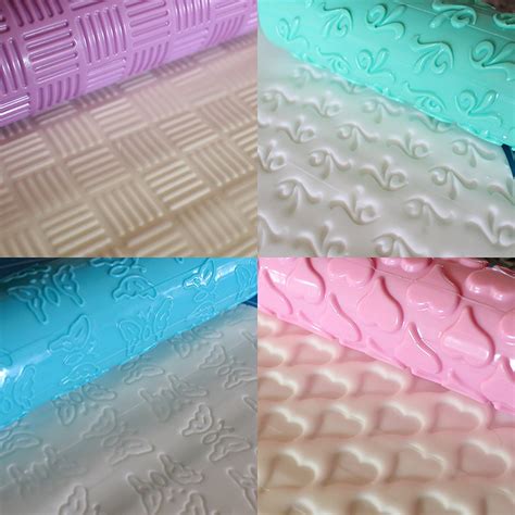 Colourful Plastic Embossed Textured Patterned Fondant Rolling Pins Set