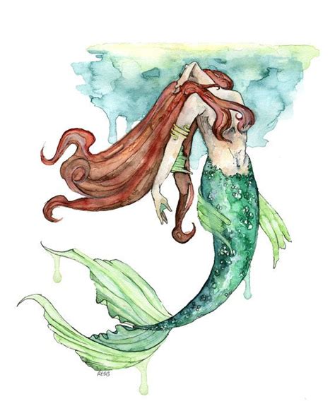 Mermaid Painting Watercolor Painting Mermaid Print Mermaid Tail
