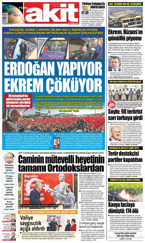 03 Ekim 2022 tarihli Yeni Akit Gazete Manşetleri
