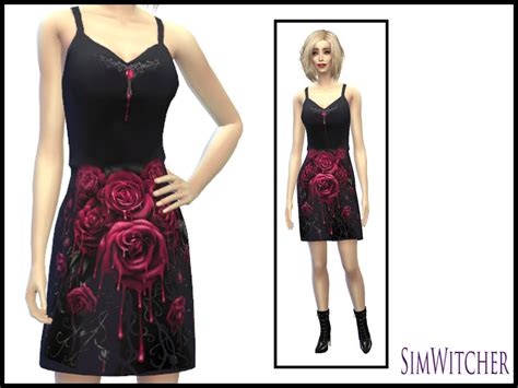 The Sims Resource Goth Style Dress Rose