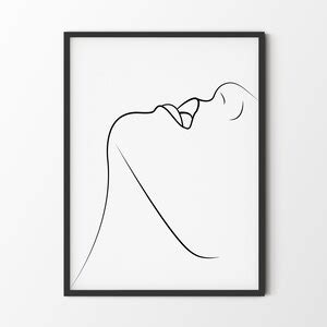 One Line Nude Sketch Naked Woman Illustration Female Nudity Drawing