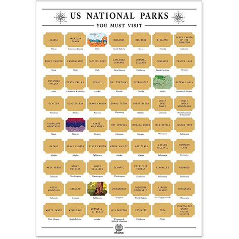 Us National Parks Scratch Off Poster 235 X 165 Inches Michaels