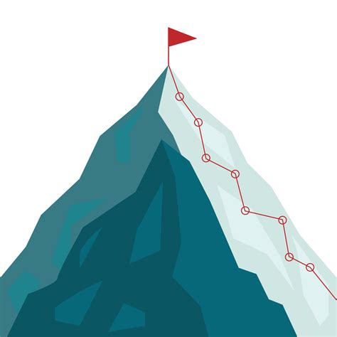Mountain Climbing Route To Peak In Flat Style Business Journey Path In