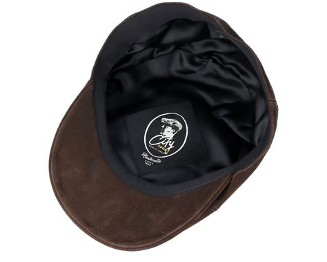 Leather Brown Flat Cap City Sport Caps