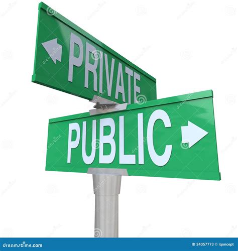 Private Vs Public Two Way Street Road Signs Comparison Royalty Free