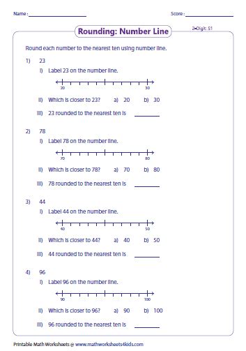 Rounding Numbers Worksheets