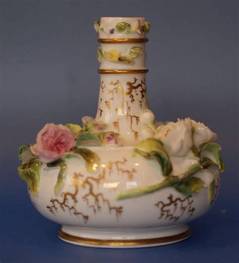 Antique Grainger Worcester Flower Encrusted Porcelain Scent Perfume