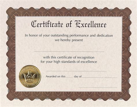 Certificate Of Excellence 6 Count Dp930600 Designer Papers