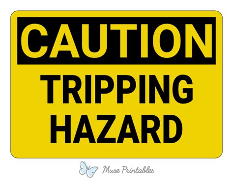 Caution Tripping Hazard Sign Printable