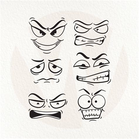 Facial Expressions Angry Grumpy Cartoon Faces Svg Instant Etsy