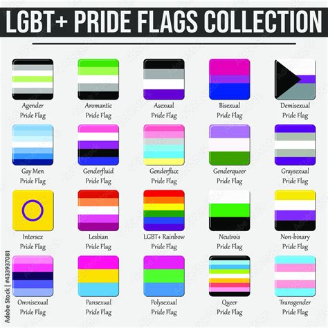 Lgbt Flags Collection Pride Set Of Square Icons Sexual