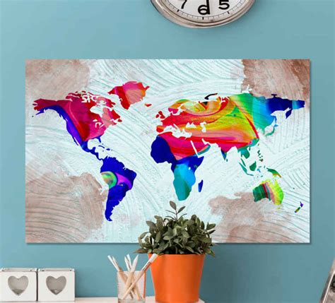 Cuadro Mapa Mundi Multicolor Artístico Tenvinilo