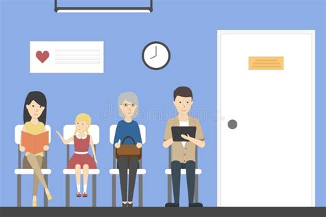 Patients In Doctors Waiting Room Vector Illustration Stock Vector
