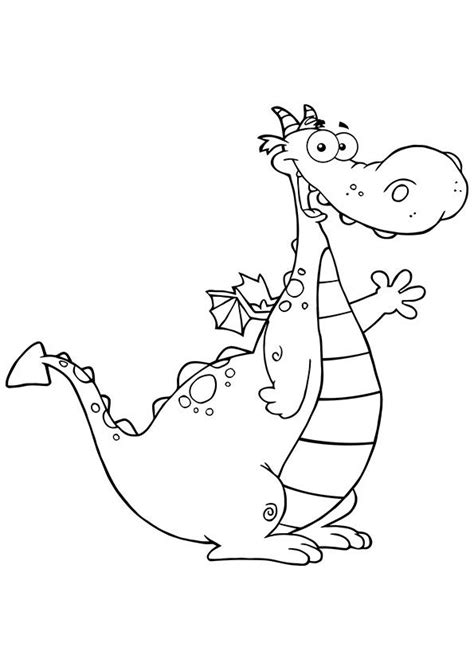 Funny Dragon Waving Dragon Coloring Page Coloring Pages Coloring