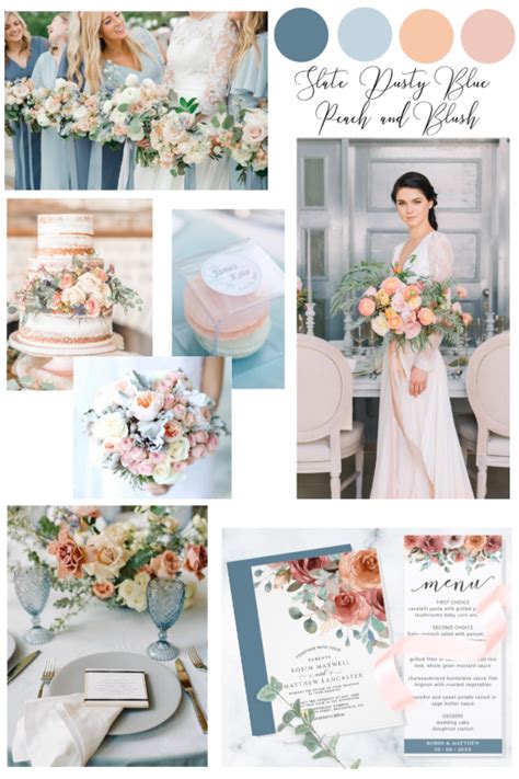 Slate Dusty Blue Peach And Blush Color Palette For Your Wedding