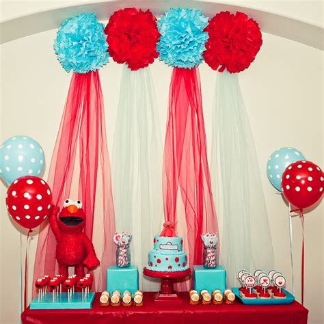 Karas Party Ideas Red And Turquoise Elmo Party Sesame Street Party