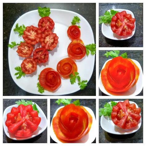 How To Make Tomato Rose Flowergarnishsimple And Easysalad And Food