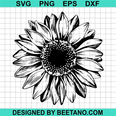 Sunflower Svg Free Black And White 139 File For Diy T Shirt Mug