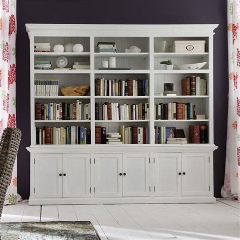 Beaumont Lane Triple Bookcase With 6 Doors Storage In Pure White Bl