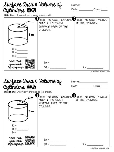 This worksheet includes space for students to show their work. #MTBoS30: Cones, Cylinders, & Spheres | Mrs. Newell's Math