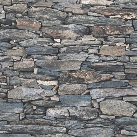 Natural Stone Slate Wall Charcoal Realistic 3d Effect Feature Wallpaper