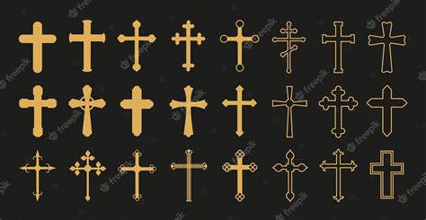 Premium Vector Christian Cross Gold Crosses Simple Decorative
