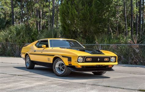 Wallpaper Ford Mustang Fastback Yellow Muscle Car 1972 Mach 1
