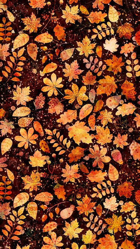 Brown Autumn Leaves November October Pravokrug September Autumnal Background Hd Phone