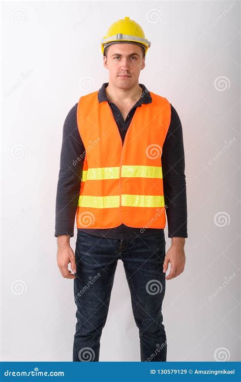 Portrait Of Young Man Construction Worker Standing Stock Image Image