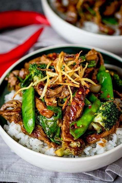 This easy homemade stir fry sauce is using soy sauce and great with chicken, beef and vegan recipes. Spicy Ginger Beef Stir Fry plus video - Nicky's Kitchen ...