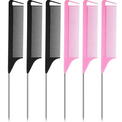 6 Pieces Comb Braiding Comb For Parting Carbon Fiber Combs Anti Static