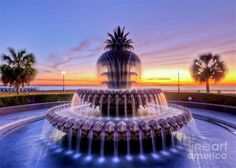 Pineapple Fountain Charleston Sc Sunrise Photograph By Dustin K Ryan