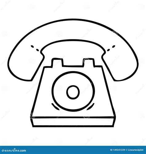 Line Drawing Cartoon Old Telephone Stock Vector Illustration Of Hand