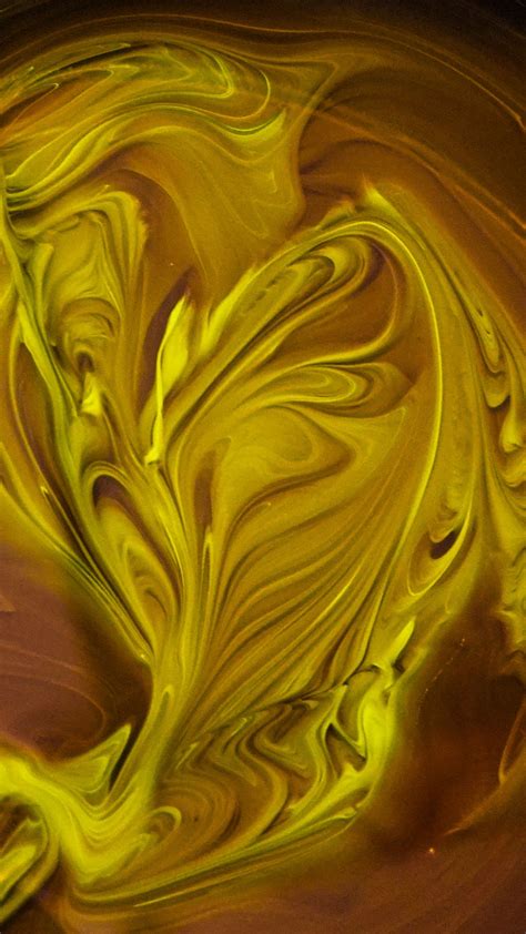 Download Wallpaper 1440x2560 Paint Fluid Art Stains Liquid Yellow
