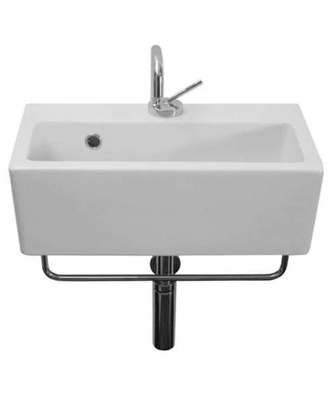 Vitra equal basin with black towel rail. Saneux Quadro 500mm Wall Hung Washbasin With Overflow ...