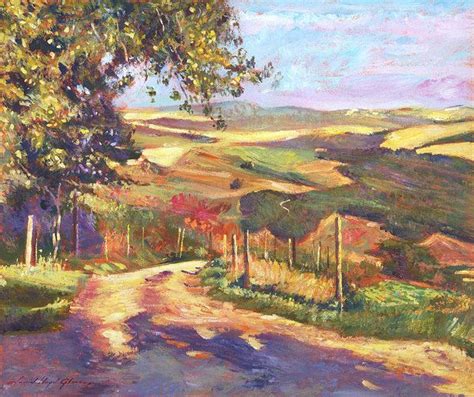 Rural Landscape Painting The Road To Tuscany By David Lloyd Glover