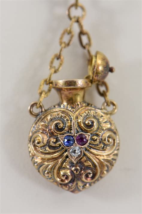 Victorian Ruby Sapphire And Diamond Perfume Bottle Pendant Exquisite