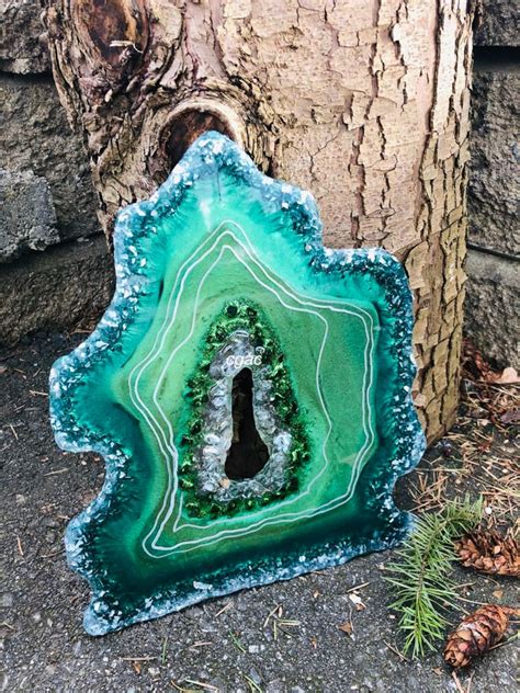 Emerald Green Geode Epoxy Resin Geode Geode Art Free Form Etsy