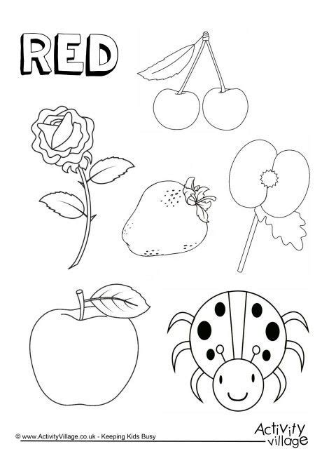 Red things colouring page | Color red activities, Preschool color