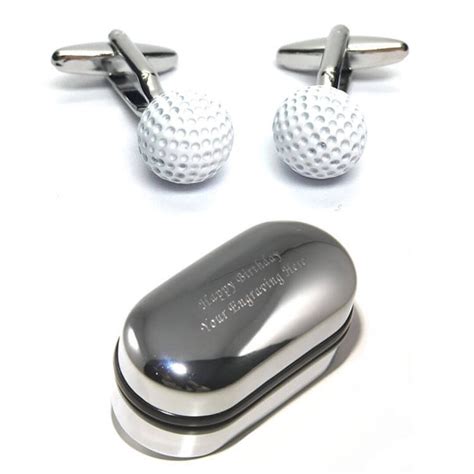 Golf Lover White Golf Ball Cufflinks And Engraved T Box X2aj031