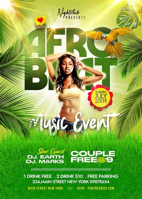 Afro Beat Event Party Flyer PSD Template PSDFreebies Com Free Flyer Design Free Psd Flyer