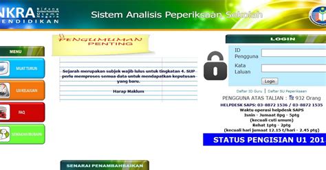 Saps merupakan sistem yang dibangunkan secara atas talian yang boleh dicapai oleh semua pihak termasuklah kpm, jpn, ppd dan sekolah. Senarai Sistem Online Paling Penting Dalam Kementerian ...